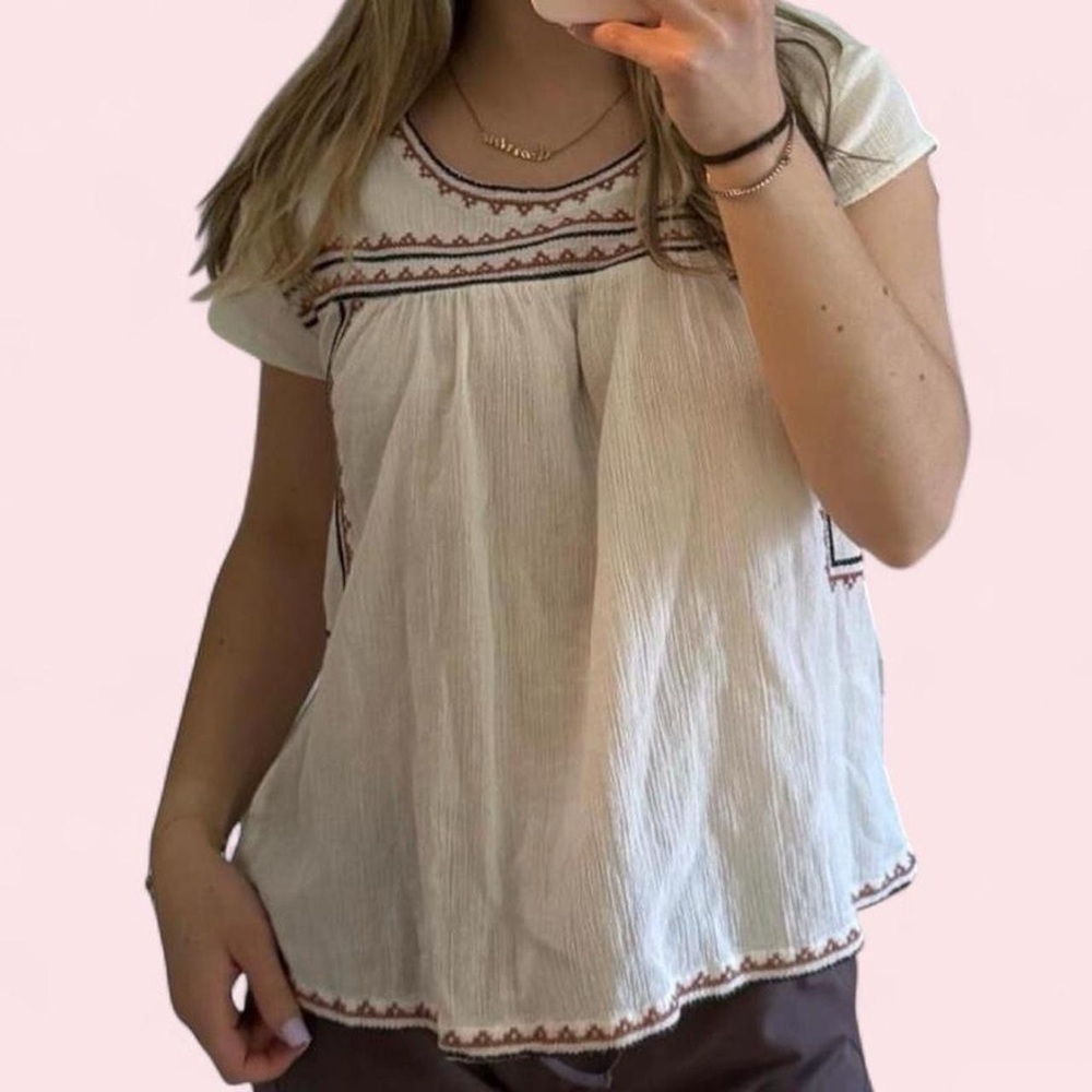 Garnet Hill Embroidered-Yoke Blouse - Picture 2 of 3